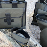 Circle Buckle Belt Canvas Vegan Leather