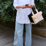 Sac 2 in Veggie Tan and Black Canvas