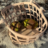 Round Woven Basket Natural Veggie Tan
