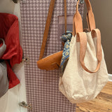Carry All Bag in Canvas and Natural Veggie Tan