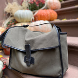 Messenger Sac  in Pine Canvas with Vegan Trim