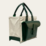 Sac 1 in Kelly Green Leather and Natural Canvas