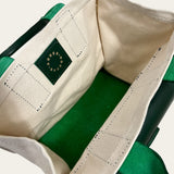 Sac 1 in Kelly Green Leather and Natural Canvas