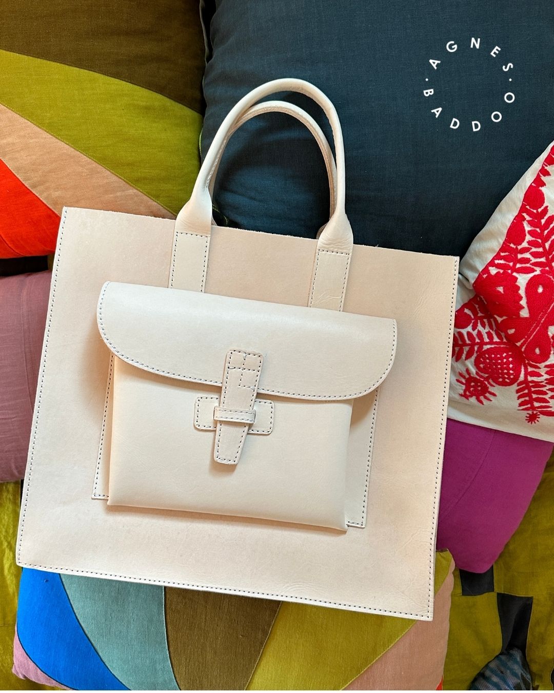Sac 2 Handbag in Natural Veggie Tan Leather by Agnes Baddoo | Los